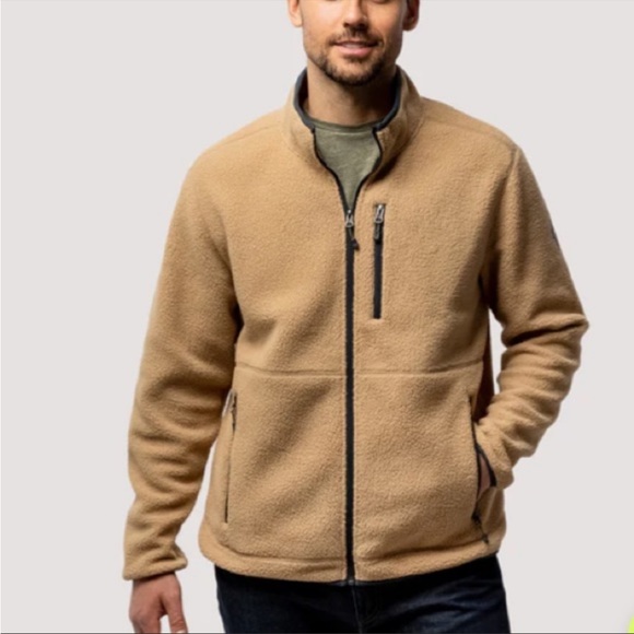 Free Country Other - Free Country Tan Zip Up Highland Sherpa Jacket Pockets NWT Large (42-44)